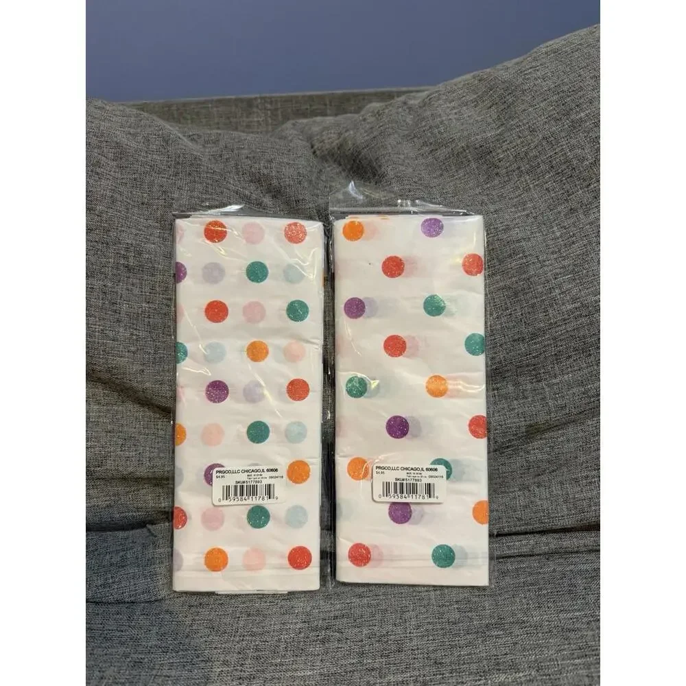 Papyrus Tissue Paper 4 Sheets Glittery Pastel Polka Dots 14.4sq ft 2 Packages